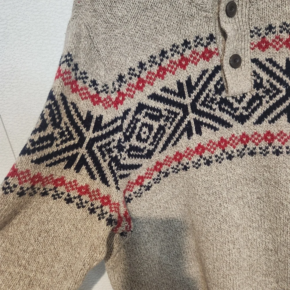 American Eagle Henley Button Front Mens Sweater Size Large Chunky Gramdpa